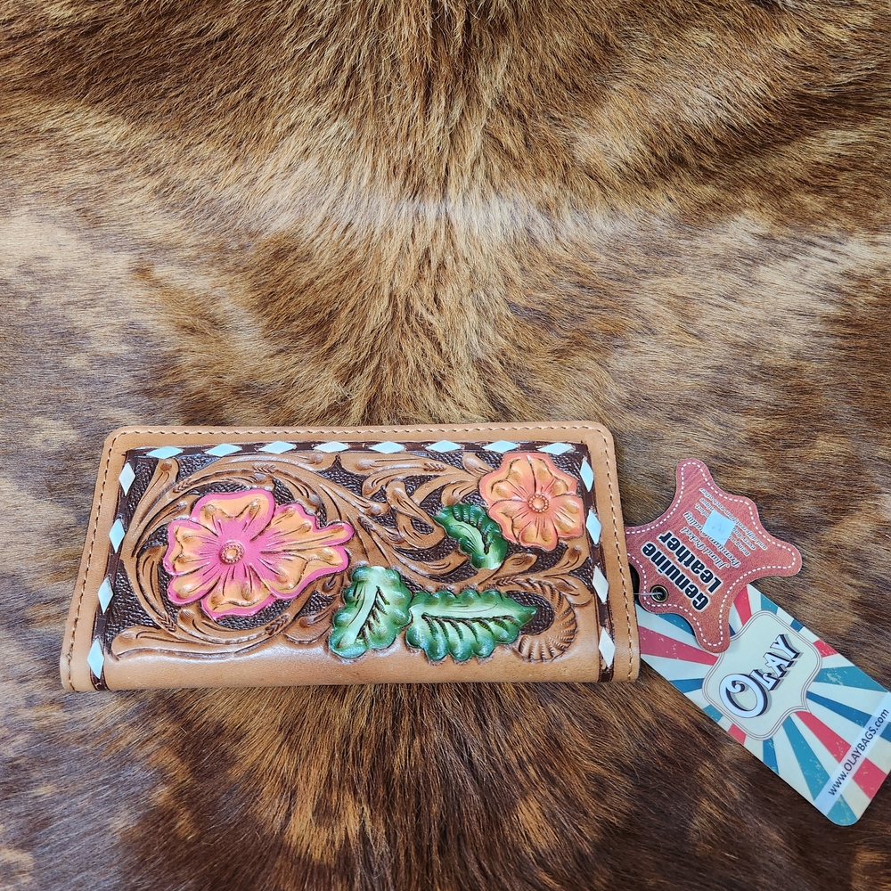 American Darling/ Olay Buckstitch Tooled Leather Wallet